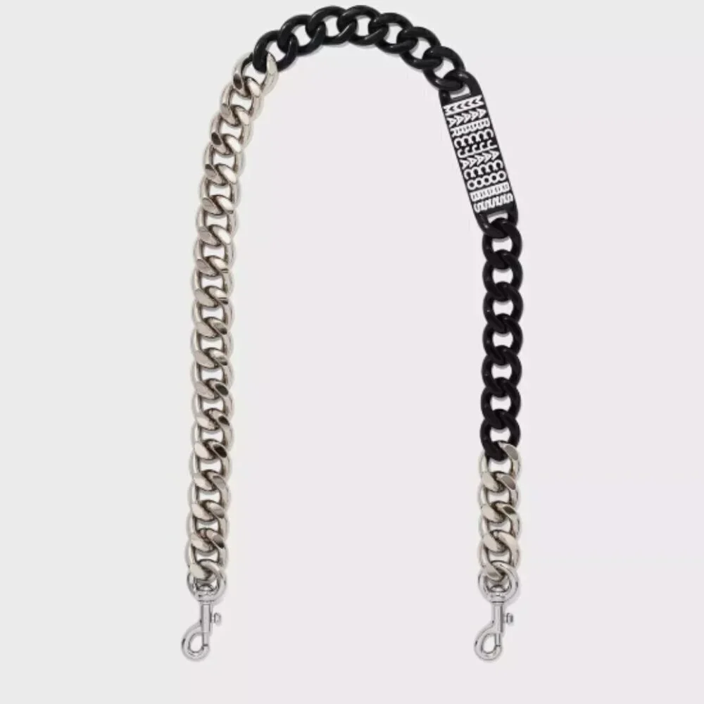 NWT！NEW！Marc Jacobs Monogram Barcode Shoulder Chain Strap -Black/Silver Nickel